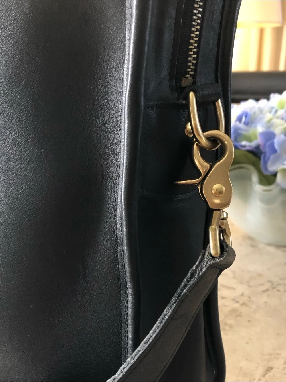 Vintage COACH Embassy Black Leather Laptop Briefcase Gold-Tone Hardware